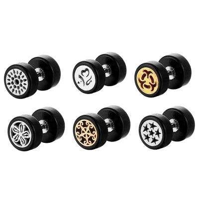 China Qianyou Environmentally Friendly Wooden Rock Around Barbell Stud Earrings For Women Men Hiphop Earring Wooden Ear Stud for sale