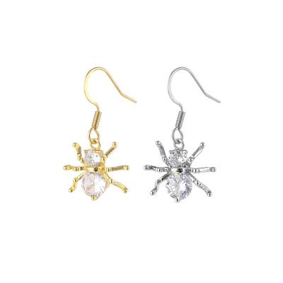 China Qianyou Environmental Friendly Spider Stud Earrings Stainless Steel Jewelry With Zircon Fashion Accessory For Women for sale