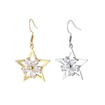 China Qianyou Environmental Friendly Star Stud Earrings Stainless Steel Jewelry With Zircon Fashion Accessory For Women for sale