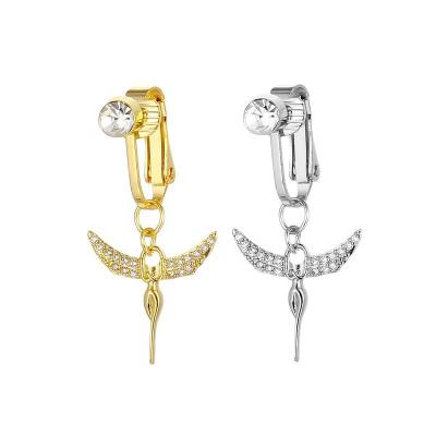 China Qianyou Durable Fashion Pierced Jewelry Copper Butterfly Belly Hanging Rings Zircon Butterfly Dangle Belly Button Ring for sale