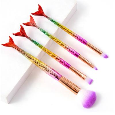 China Angular Blush Makeup Brush Kit Luxury 4PCS High End White Private Label Makeup Brushes With Rainbow Color for sale