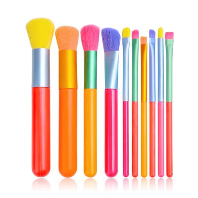 China Angular Blush Newest Candy Color Beauty Novelty Cosmetic Sweep 15 Pieces Colorful Contrast Makeup Brush Set for sale