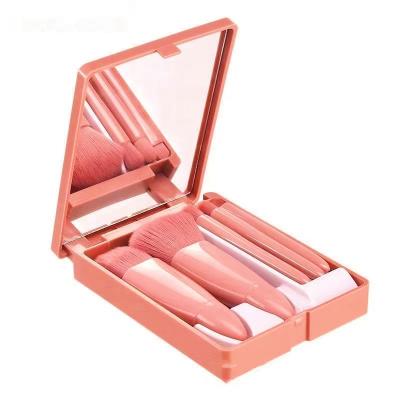 China Angular Blush New Makeup Brush Set with Mirror Case Custom Logo Portable Makeup Brushes with Makeup Mirror for sale