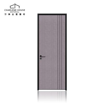 China Modern Premium Black Narrow Aluminum Frame Interior Swing Design Wooden Door for sale