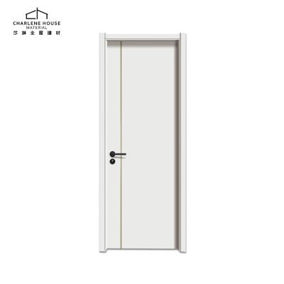 China Modern Interior Full Paint Oak Wood Free Door With Metal Decoration for sale