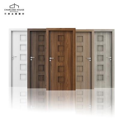 China Modern veneer HDF door with small checkered pattern for sale