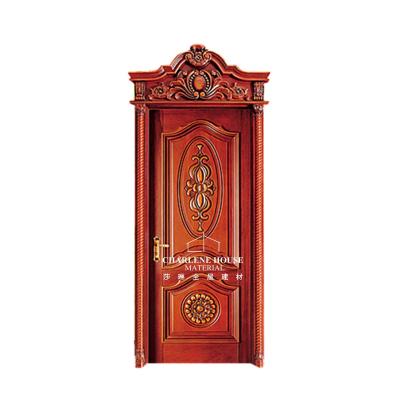 China Traditional Design Fancy Carving Interior Solid Wood Door With Roman Pillar for sale