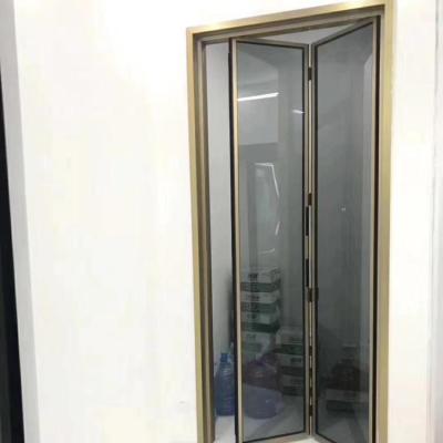 China New Modern Slim A Profile Aluminum With Single 6mm Thick Glass Folding Door for sale