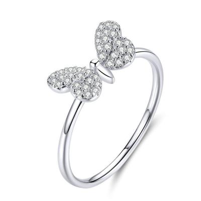 China Romantic Jewelry Women's Diamond Butterfly Engagement Ring Elegant Christmas Gift for sale