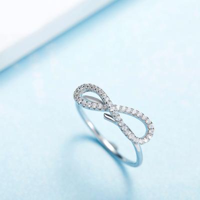 China CLASSIC Promise 925 Sterling Silver Jewelry Adjustable Women's Delicate Zirconia Infinity Ring for sale