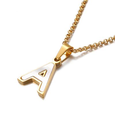 China 18K Gold Plated 18K Gold Plated Female Delicacy Wholesale White Shell Letter Necklace for sale