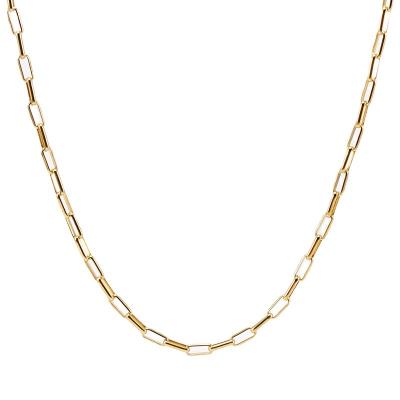 China Simple Fashion Stainless Steel 18K Gold Plated Link Jewelry Womens 3mm Width Paperclip Chain Necklace for sale