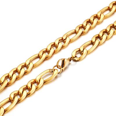 China Wholesale 10mm Wide Gold Cuban Heavy Men's Necklace Link Stainless Steel Design Figaro Chain for sale