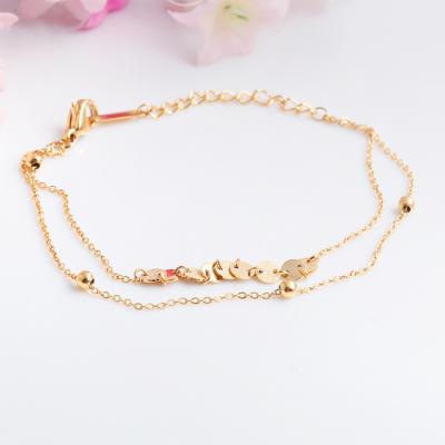 China BOHEMIA 316L Stainless Steel Jewelry Factory Ladies 18K Gold Bead Sequin Chain Bracelet for sale