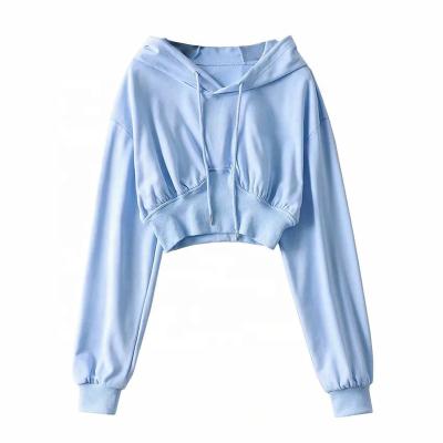 China 2021 New Style Anti-Wrinkle New Style Sweatshirt Women Solid Color Logo Blank Women Crop Top Fashionable Custom Hoodie for sale