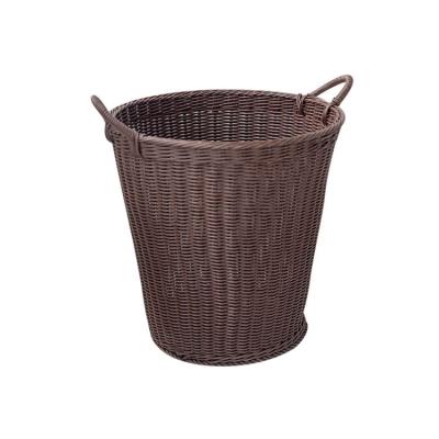 China Rendered from resin handwoven with handle round storage laundry basket large capacity rattan wicker laundry basket for sale