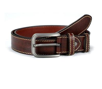 China Fashion/Newspaper Use Men's First Layer Cowhide Leisure Needle Buckle Leather Belt Belt for sale