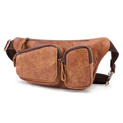 China Fashion / Daily Use New Leather Men's Chest Bag Sanded Leather Men's Retro Bag Multifunctional Outdoor Mobile Phone Fanny Pack Cross - Body Bag For Men for sale