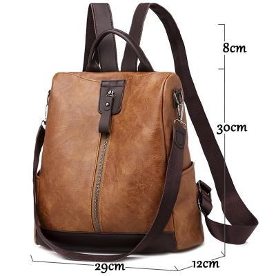 China With USB Anti-theft Vintage Travel Backpack With Earphone Jack Rucksack PU Leather Backpack For Teenage Girls Mochila Feminina for sale