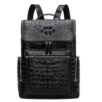 China Fashion/Daily Use Leather Backpack Crocodile Grain Head Layer Male Cove Back Fashion Korean Crocodile Belly Thorn Schoolbag Leather Backpack for sale