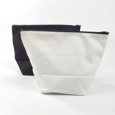 China Eco Friendly Natural 100% Cotton Customized Empty Cosmetic Storage Cotton Canvas Zipper Bag for sale