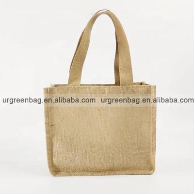 China Custom Eco Friendly 100% Natural Cotton Jute Tote Bag Small Size Reusable Shopping Bag for sale