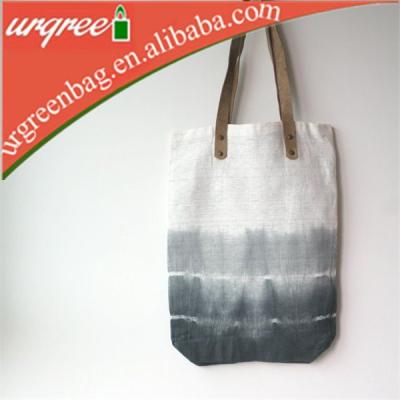 China Designer 100% Natural Eco-Friendly Cotton China Style Shopping Bag With Leahter Packaging for sale