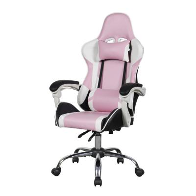 China Adjustable (Height) Pink PU Leather Fashion Office Home Swivel Game Racing Chair for sale