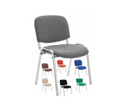 China Wholesale Cheap Modern Extendable Fabric Back Chrome Frame Office Chair Without Wheels Office Conference Chair for sale