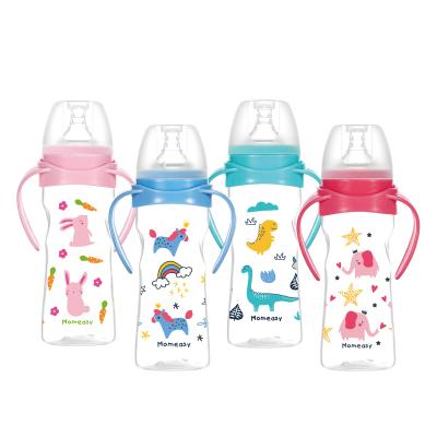 China BPA MOQ One Free Carton Factory Supply 330ml/11oz Wide Neck PP Baby Bottle Directly With Handle for sale