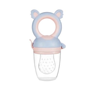 China BPA Free Custom Made Baby Food Conductive Silicone Feeding Pacifier With Lid Plug PP BPA Easy Defensive Stance Cute Animals Bite Cover for sale