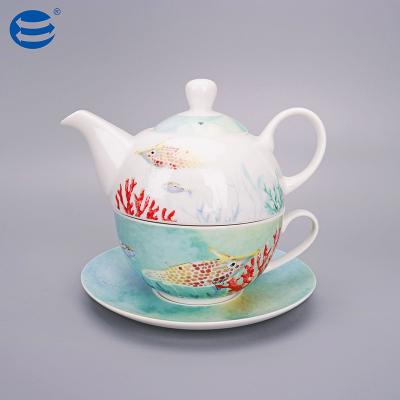 China Viable ceramic teapot and cup in a porcelain cup and pot set for sale