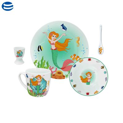 China Wholesale 3pcs Elegant Minimalist Bone China Dinnerware Sets Breakfast Tableware Sets With Porcelain Cup for sale