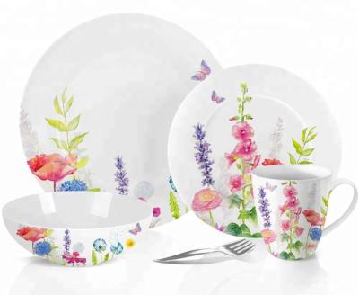 China Hot Selling Flower 18pcs Custom Ceramic Tableware and Porcelain Dinner Set Viable With Color Box for sale