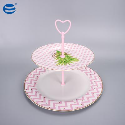 China New Viable Wholesale Custom Excellent Bone China Cake Dish Set Cake Tools 2pcs Ceramic Cake Molds for sale