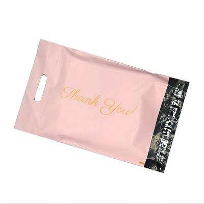 China Custom Simple Fashion Pink Transport Shipping For Clothing Thank You Polybag for sale