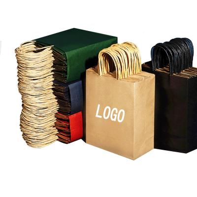 China Custom Recyclable Kraft Paper Takeout Packaging Grocery With Logo Paper Bags for sale