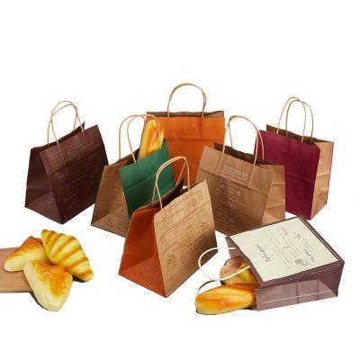 China Creative Recyclable Custom Bakery Pattern Kraft Paper Bags For Food Catering for sale