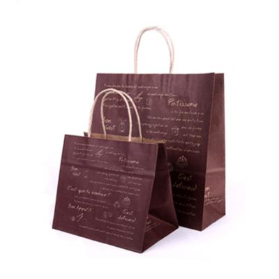 China Stock Food Thickened Luxury Custom Shopping Designer Kraft Paper Bag Recyclable for sale