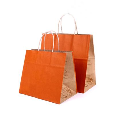 China Recyclable Wholesale Thickening Stain Paper Bag Kraft Handle Custom Food for sale