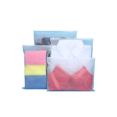 China Recyclable frosted plastic zipper bag jars transparent frosted plastic storage clothing PVC zipper bag for sale