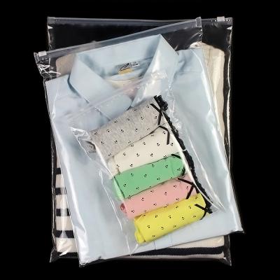 China Custom transparent frosted plastic frosted zipper zipper bag recyclable apparel packaging pe bag for sale