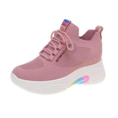 China Women's Growing Chunky Shoes Casual Sneaker For Anti-odor Breathable Lace-up Waist Rainbow Color Platform for sale