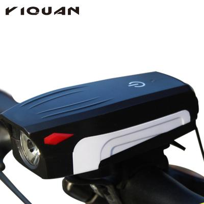 China Durable Bicycle Front Light Horn Safety Warning Light USB Charging 5 Modes Switch Bicycle Headlight for sale