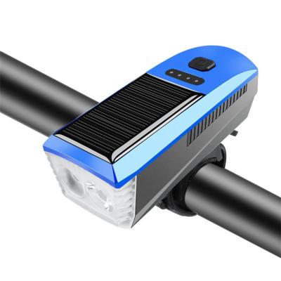 China 200m new style solar bicycle front light, usb rechargeable battery bike front light with horn for sale