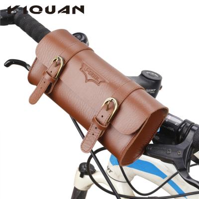 China Wholesale Fashionabe Cheap Vintage Bike Riding Bag , Bike Handlebar Bicycle Bag Leather Front for sale