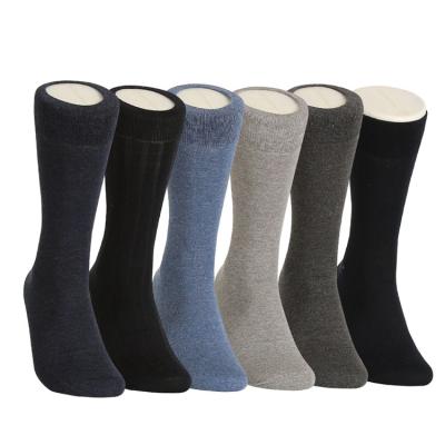 China Breathable Antibacterial Loose Solid Color BY-Z053 For Men Cotton Dress Business Crew Socks for sale