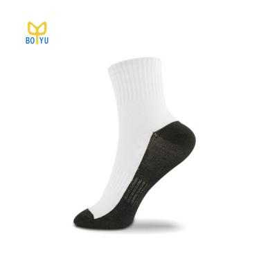 China BY-II-0865 antibacterial white with black sole black socks bottom black socks white bottoms for sale