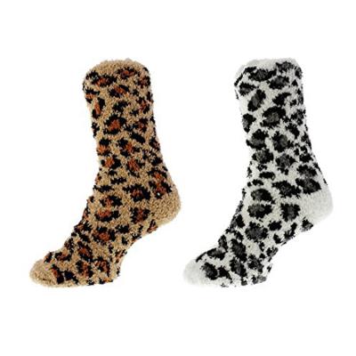 China BY-2444 Antibacterial Design Super Soft Indoor Bedroom Floor Comfortable Women's Leopard Fluffy Socks for sale