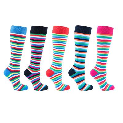 China BY-II-1008 Antibacterial Striped Knee Socks Knee High Striped Socks Striped Long Socks for sale